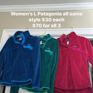 Patagonia Women's Fleece in Blue, Green, and Pink